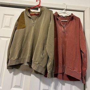 *BUNDLE* Orvis Quaterzip Crews - Red and Tan - XL